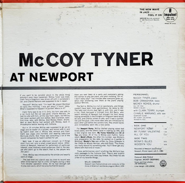 McCoy Tyner : Live At Newport (LP, Album, RE, Gat)
