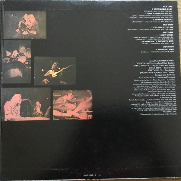 The Allman Brothers Band : The Allman Brothers Band At Fillmore East (2xLP, Album)