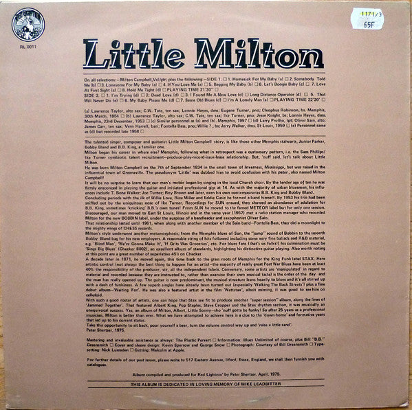 Little Milton : Raise A Little Sand (LP, Comp, Mono)