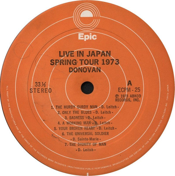 Donovan : Live In Japan: Spring Tour 1973 (LP, Album)