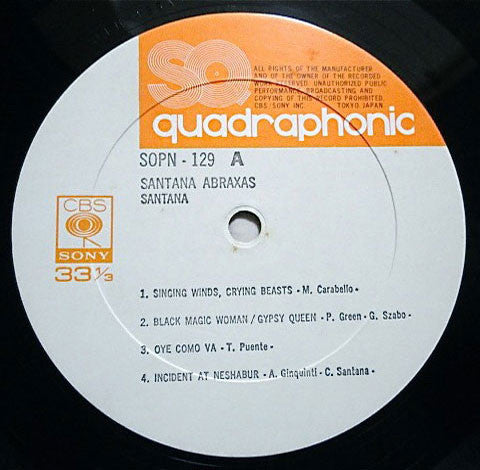 Santana : Abraxas (LP, Album, Quad, RE, SQ)