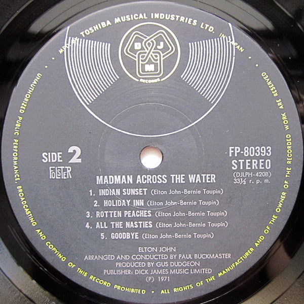 Elton John : Madman Across The Water (LP, Album, 1st)