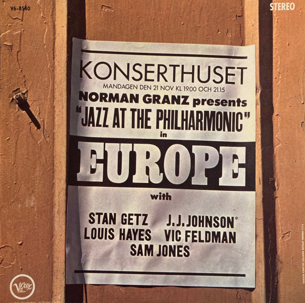 Stan Getz / J.J. Johnson / Victor Feldman / Sam Jones : Jazz At The Philharmonic In Europe (LP, Album)