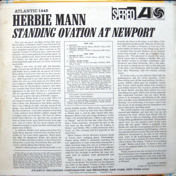 Herbie Mann : Standing Ovation At Newport (LP, Album, Mon)