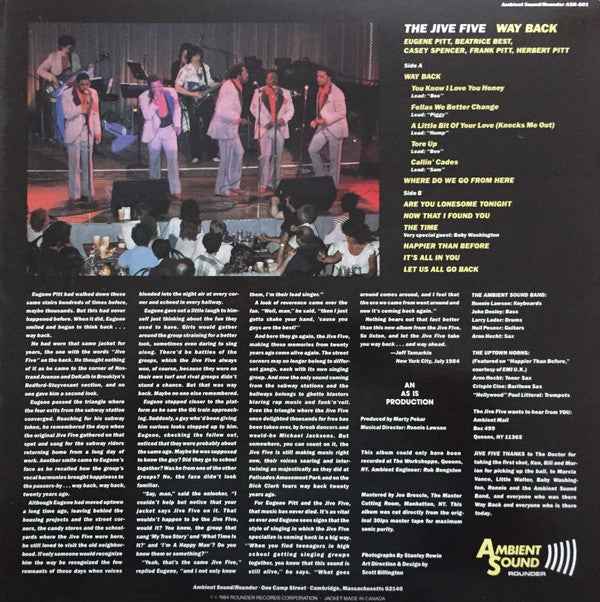 The Jive Five : Way Back (LP, Album)