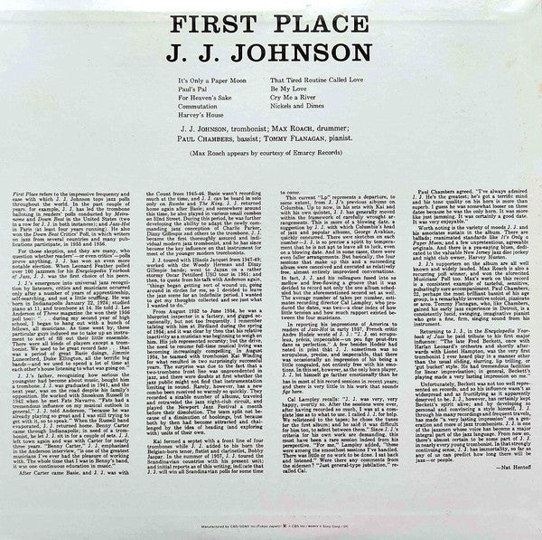 J.J. Johnson : First Place (LP, Album, Mono, RE)