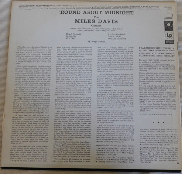 Miles Davis : 'Round About Midnight (LP, Album, RE)