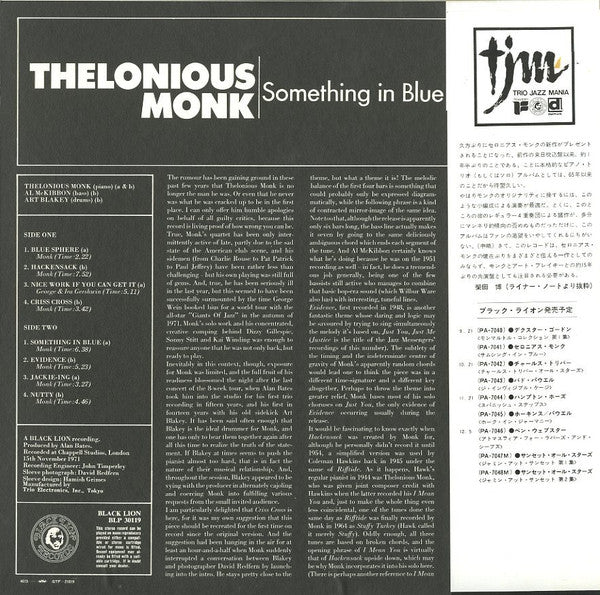 Thelonious Monk : Something In Blue (LP, Album, RE)