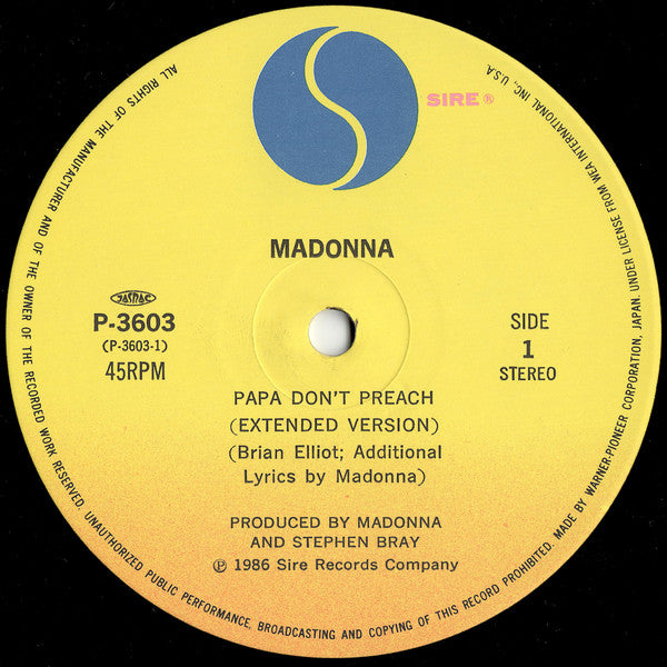 Madonna : Papa Don't Preach (12", Single)