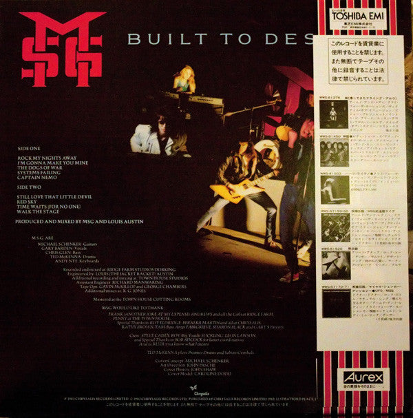 The Michael Schenker Group : Built To Destroy (LP, Album, Ltd, Pos)
