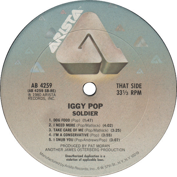 Iggy Pop : Soldier (LP, Album)