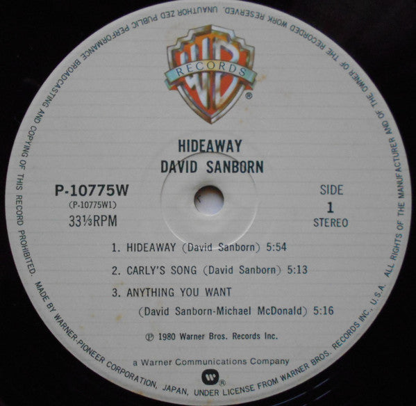 David Sanborn : Hideaway (LP, Album)