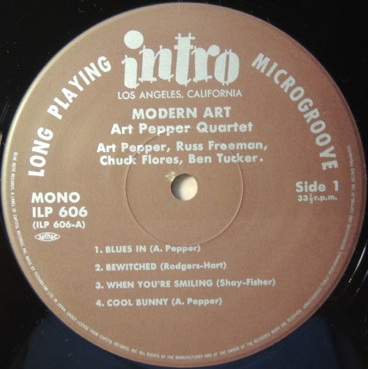 Art Pepper Quartet : Modern Art (LP, Album, Mono, Ltd, RE)