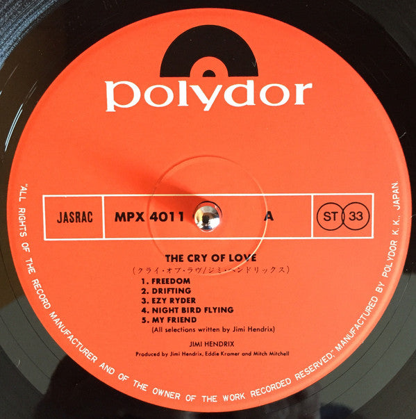 Jimi Hendrix : The Cry Of Love (LP, Album, RE)