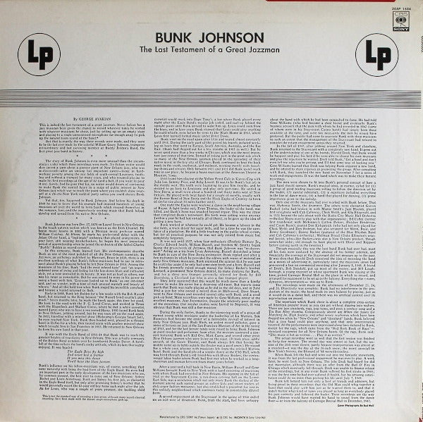 Bunk Johnson : The Last Testament Of A Great New Orleans Jazzman (LP, Album, Mono)