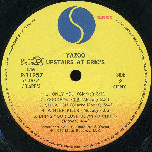 Yazoo : Upstairs At Eric's (LP, Album)
