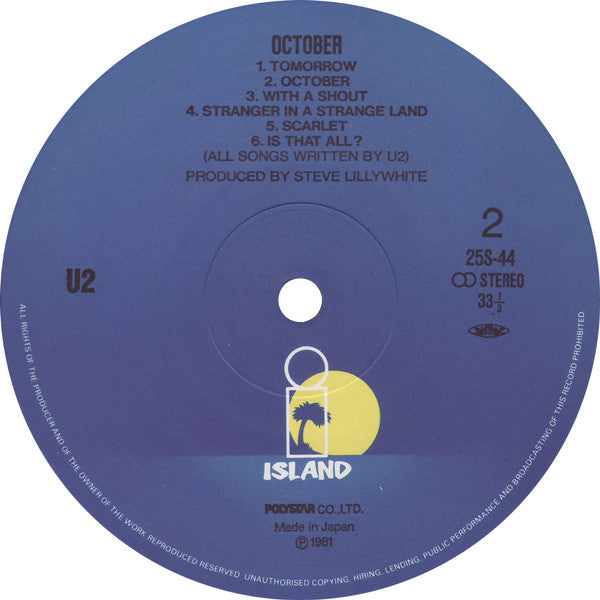 U2 : October (LP, Album, RE)