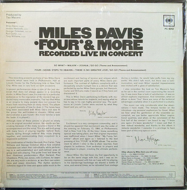 Miles Davis : 'Four' & More - Recorded Live In Concert (LP, Album, RE)