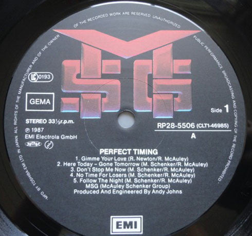 McAuley Schenker Group : Perfect Timing = パーフェクト・タイミング (LP, Album)