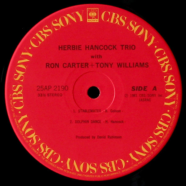 Herbie Hancock Trio With Ron Carter + Anthony Williams : Herbie Hancock Trio With Ron Carter + Tony Williams (LP, Album)