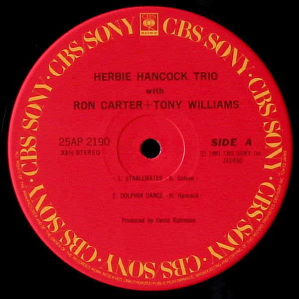 Herbie Hancock Trio With Ron Carter + Tony Williams* : Herbie Hancock Trio With Ron Carter + Tony Williams (LP, Album)