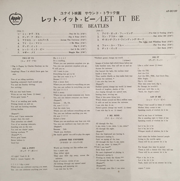 The Beatles : Let It Be (LP, Album, Gat)