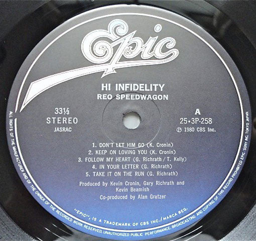 REO Speedwagon : Hi Infidelity (LP, Album, Tur)