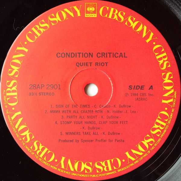 Quiet Riot : Condition Critical (LP, Album)