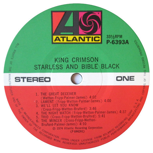 King Crimson : Starless And Bible Black (LP, Album, RE, Gat)