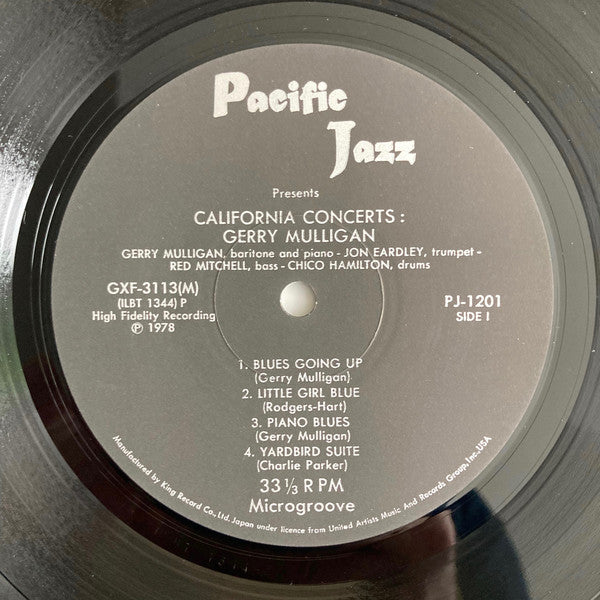 Gerry Mulligan : California Concerts (LP, Album, Mono, RE)