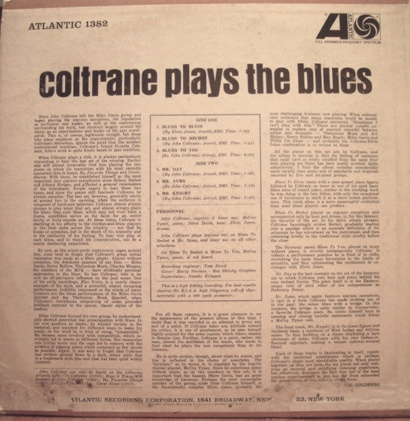 John Coltrane : Coltrane Plays The Blues (LP, Album, Mono)