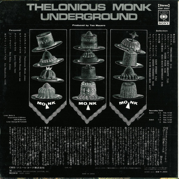 Thelonious Monk : Underground (LP, Album)