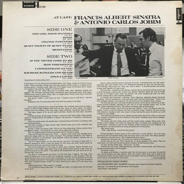 Francis Albert Sinatra* & Antonio Carlos Jobim : Francis Albert Sinatra & Antonio Carlos Jobim (LP, Album, RE)