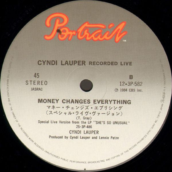 Cyndi Lauper : Money Changes Everything (Live!!) (12")