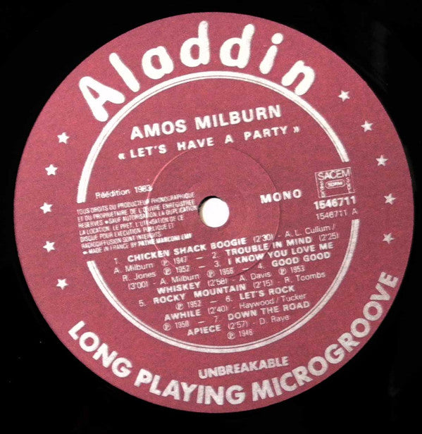 Amos Milburn : Let's Have A Party (LP, Comp, Mono)
