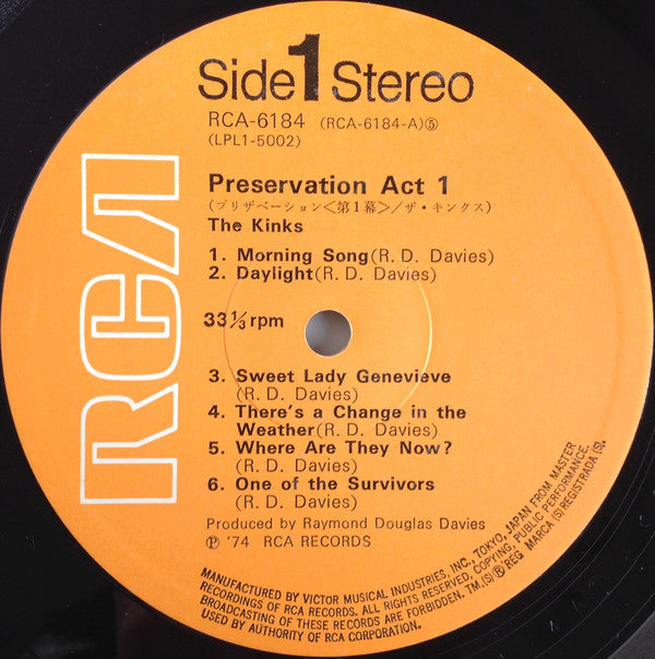 The Kinks = ザ・キンクス* : Preservation Act 1 = プリザべーション〈第一幕〉~あゝ懐かしき日はいずこ (LP, Album)