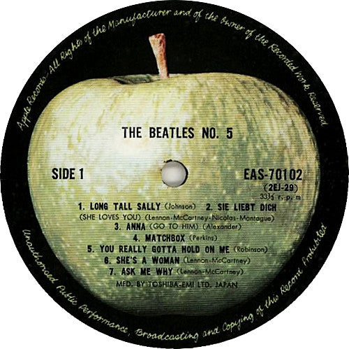 The Beatles : Beatles No.5 (LP, Comp, Mono, RE)