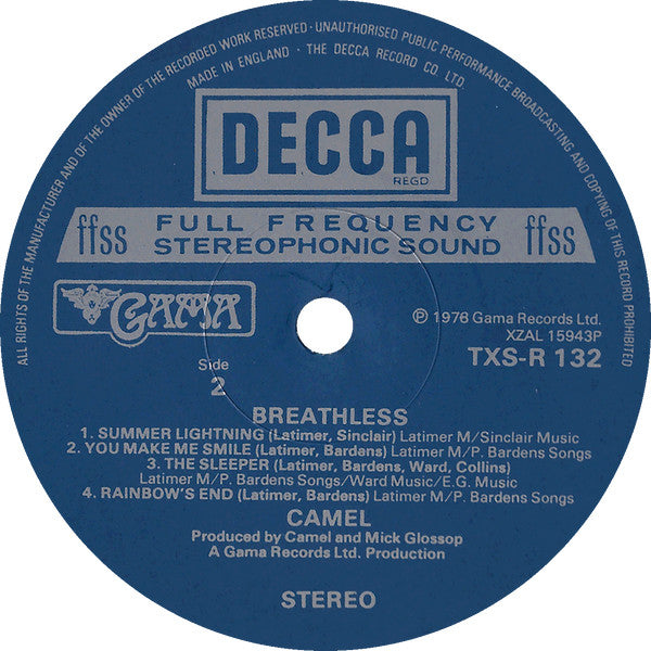 Camel : Breathless (LP, Album)
