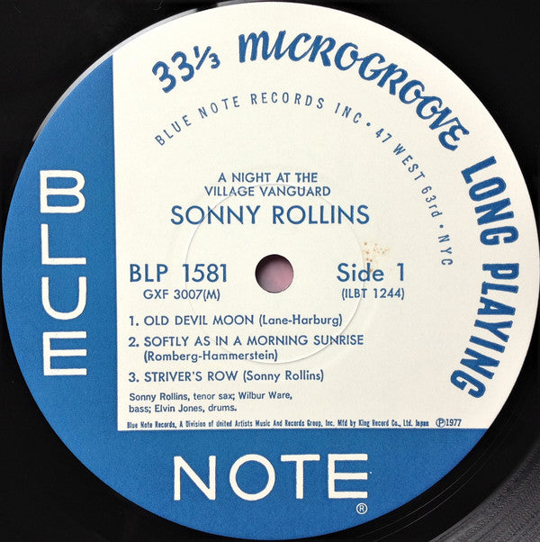 Sonny Rollins = ソニー・ロリンズ* : A Night At The "Village Vanguard" = ヴィレッジ・ヴァンガードの夜 (LP, Album, Mono, Ltd, RE)
