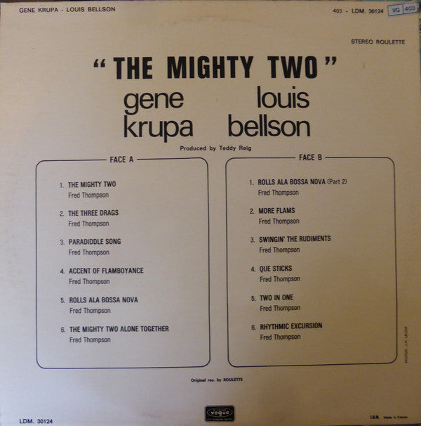 Gene Krupa / Louis Bellson : The Mighty Two (LP, Album, RE)