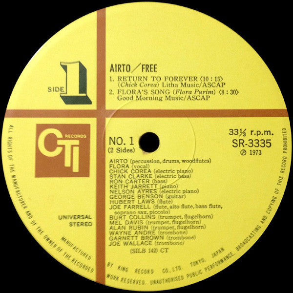 Airto* : Free (LP, Album, Gat)