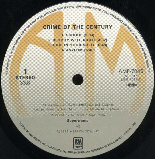 Supertramp : Crime Of The Century (LP, Album, RE)