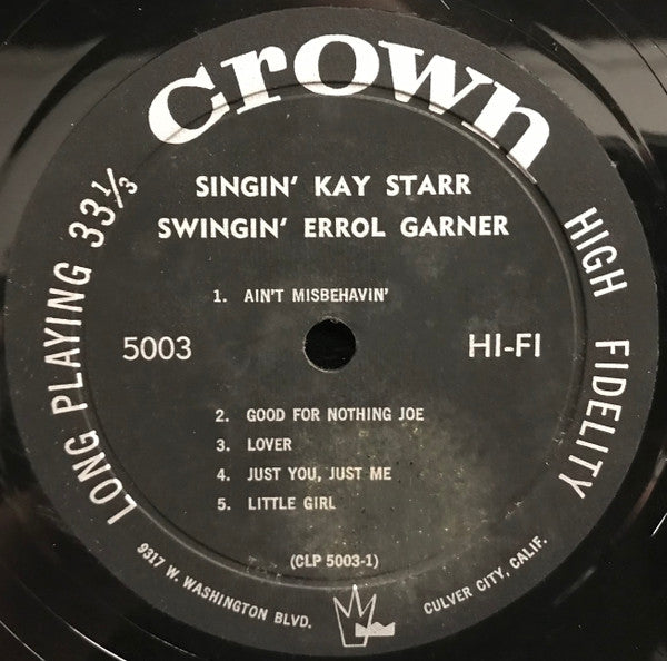 Kay Starr / Erroll Garner : Singin' Swingin' (LP, Album, Mono)