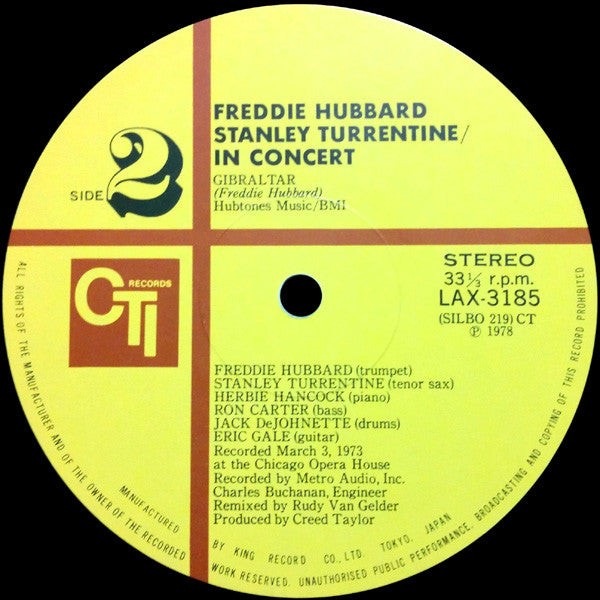 Freddie Hubbard / Stanley Turrentine : In Concert Volume One (LP, Album, Ltd, RE)