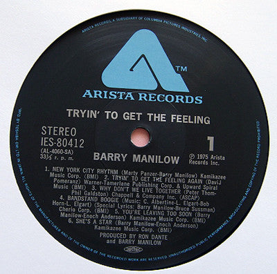 Barry Manilow : Tryin' To Get The Feeling (LP, Album)