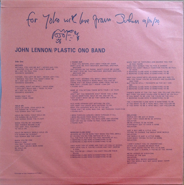 John Lennon / Plastic Ono Band* : John Lennon / Plastic Ono Band (LP, Album)