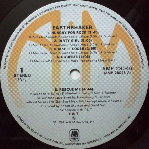 Y & T : Earthshaker (LP, Album)