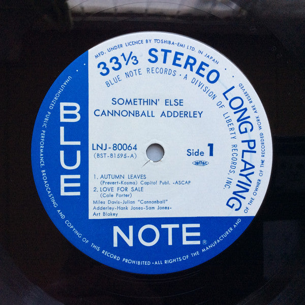 Cannonball Adderley : Somethin' Else (LP, Album, RE)