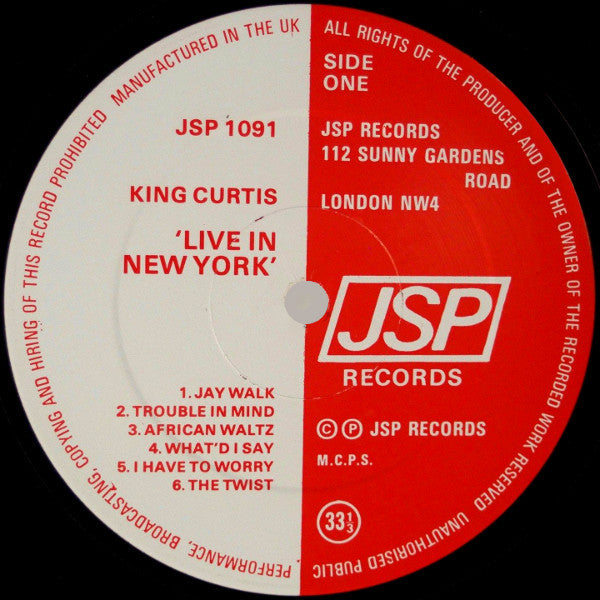 King Curtis : Live In New York (LP, Album, RM)