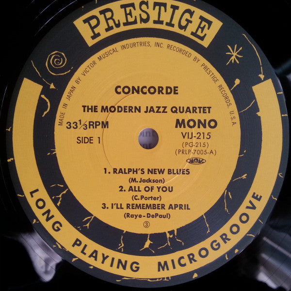 The Modern Jazz Quartet : Concorde (LP, Album, Mono, RE)